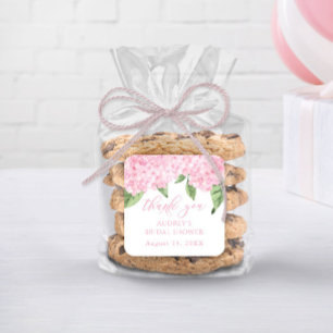 Sticker Carré Pink Hydrangea Merci Douche Nuptiale Personnalisée