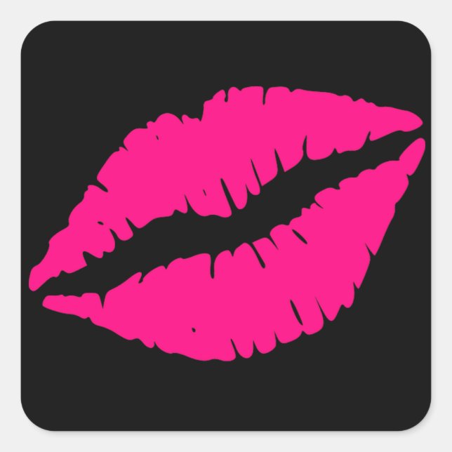 Sticker Carré Pink lipstick baiser pop art (Devant)