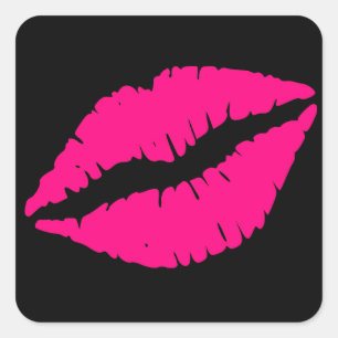 Sticker Carré Pink lipstick baiser pop art