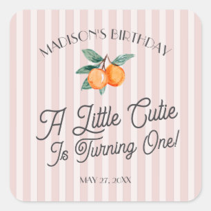 Sticker Carré Pink Little Cutie Pastel Citrus Enveloppe Annivers