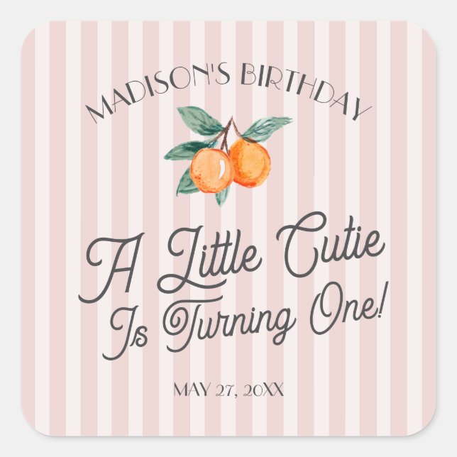 Sticker Carré Pink Little Cutie Pastel Citrus Enveloppe Annivers (Devant)