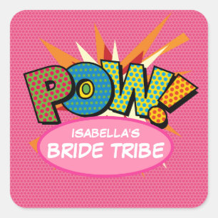 Sticker Carré Pink Modern Fun Bride Tribe Comique Livre