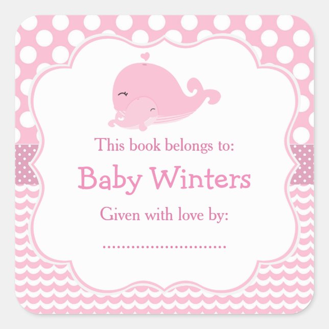 Sticker Carré Pink Parent & Enfant Baleine Pink Girl Plaque d'ac