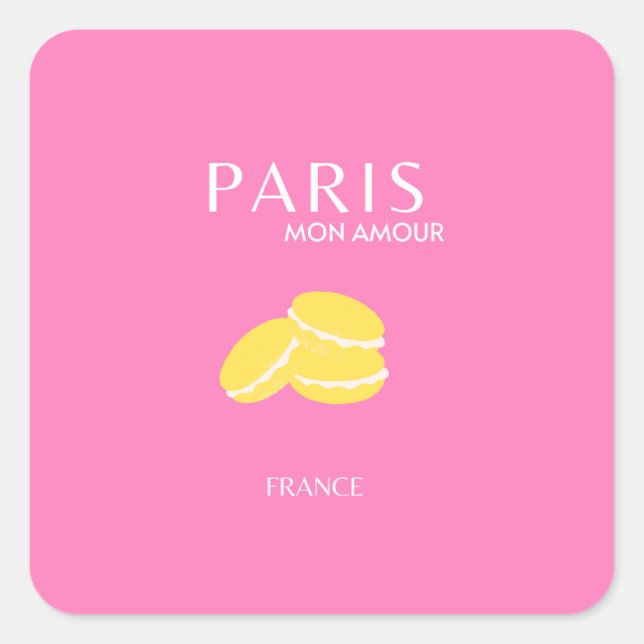 Sticker Carré Pink Paris Travel Art Retro Art Preppy Art Décor (Devant)