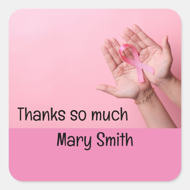 Sticker Carré Pink Ribbon Sensibilisation au cancer du sein (Devant)