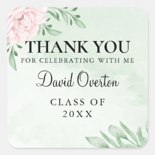 Sticker Carré Pink Rose Eucalyptus Succulent Foliage Graduation