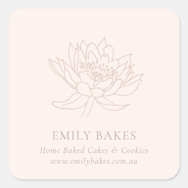 STICKER CARRÉ PINK ROSE GOLD LOTUS FLORAL BUSINESS PROFESSIONAL (Devant)