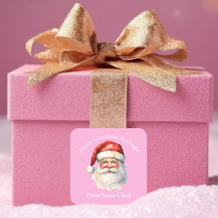 Sticker Carré Pink Santa Claus Custom Girls Cadeau de Noël