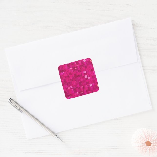 Sticker Carré Pink Shiny Sequin (Enveloppe)