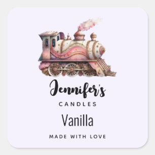 Sticker Carré Pink Steam train Vintage Candle Business
