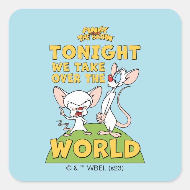 Sticker Carré Pinky et le cerveau | Reprendre Le Monde (Devant)