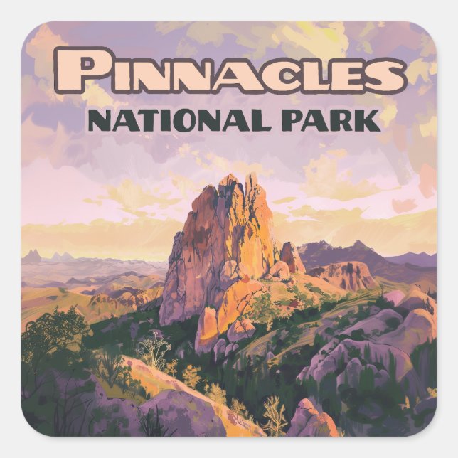 Sticker Carré Pinnacles National Park Buttes Californie (Devant)