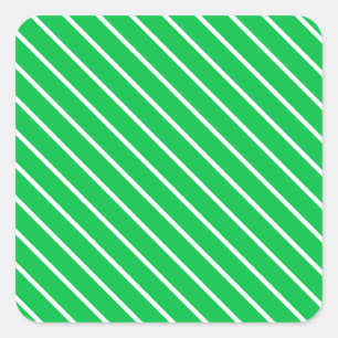 Sticker Carré Pinstripes diagonales - vert émeraude et blanc