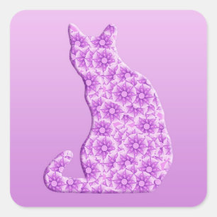 Sticker Carré Pinwheel Chat - lavande, violet