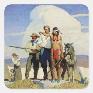 Sticker Carré Pionniers de l'art occidental par NC Wyeth