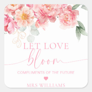 Sticker Carré Piper Pivoine Floral Faveur Faites Fleurir l'Amour