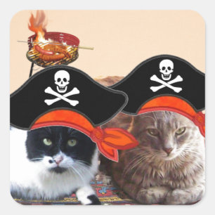Sticker Carré PIRATE CATS, Parlez comme un jour de pirates