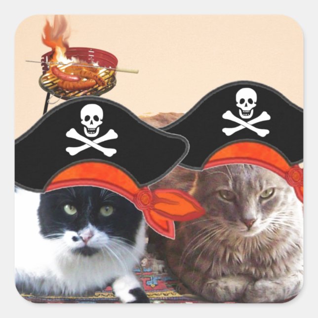 Sticker Carré PIRATE CATS, Parlez comme un jour de pirates (Devant)
