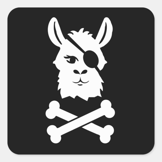 Sticker Carré Pirate Llama Alpaca Talk Like A Pirate Day (Devant)