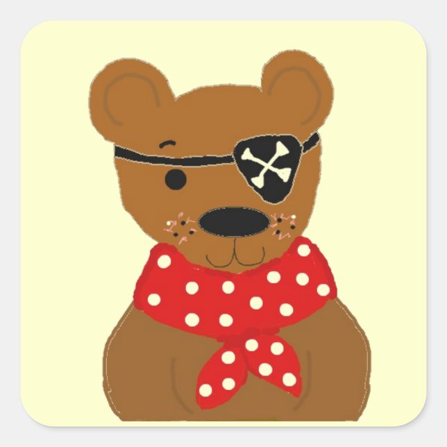 Sticker Carré Pirate Nounours (Devant)