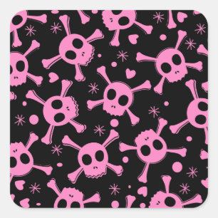 Sticker Carré Pirate Skull : Girlish Hearts Motif