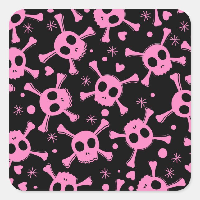 Sticker Carré Pirate Skull : Girlish Hearts Motif (Devant)