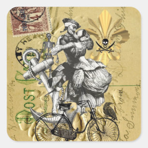 Sticker Carré pirate vapeur vintage