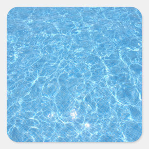Sticker Carré Piscine Fête Elégante Bleu tendance Eau bleue