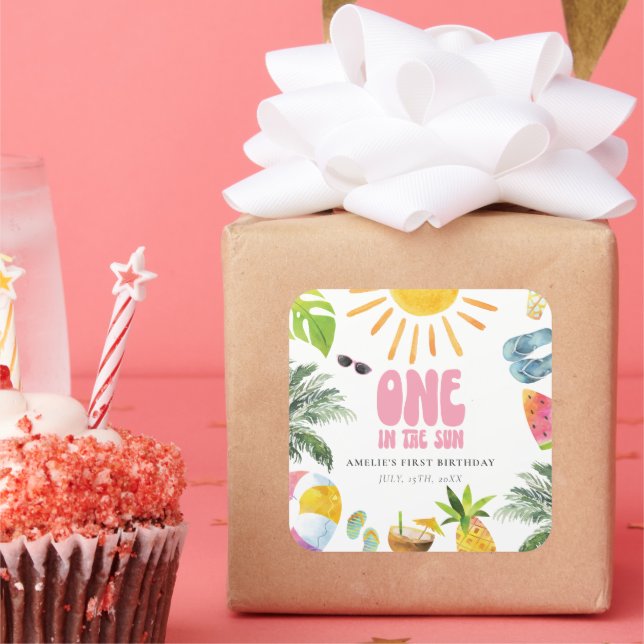 Sticker Carré Piscine Thème 1er anniversaire (Fête)