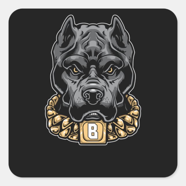Sticker Carré Pitbull (Devant)
