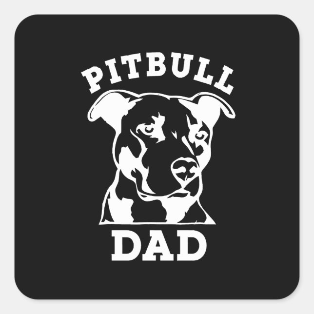 Sticker Carré Pitbull cadeau papa (Devant)