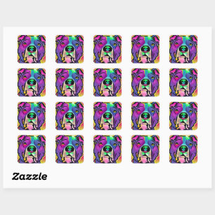 Sticker Carré Pitbull Dog Pop Art