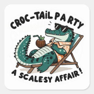 Sticker Carré Pitié ! - Cool Croc-tail Party