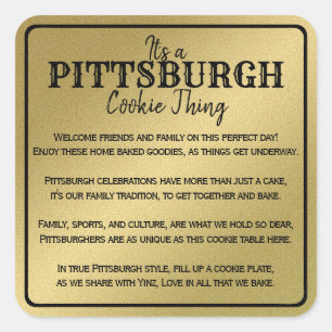 Sticker Carré Pittsburgh Cookie Table Thème Poem Or
