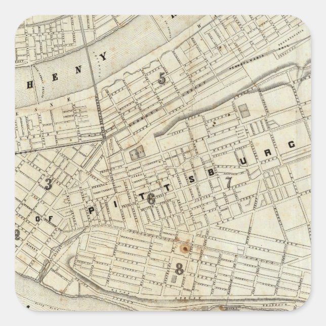 Sticker Carré Pittsburgh, Pennsylvanie (Devant)