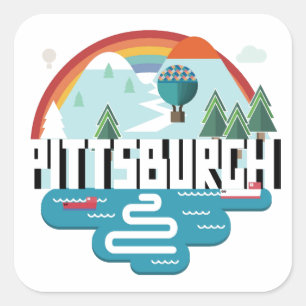 Sticker Carré Pittsburgh, Pennsylvanie Design Cityscape