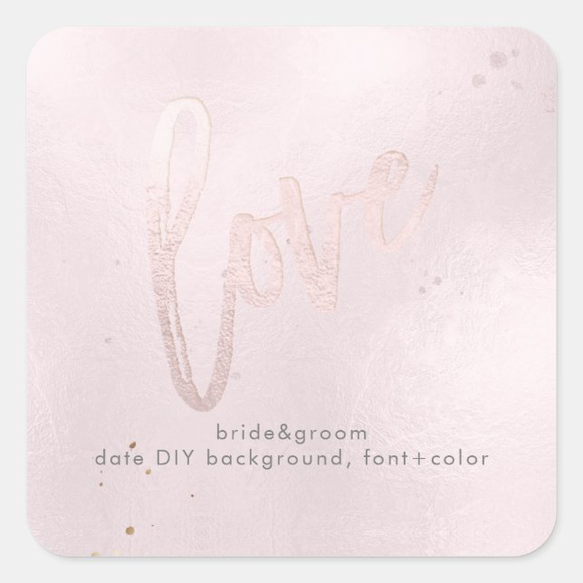Sticker Carré PixDezines aime rose irisé blush (Devant)