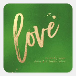 Sticker Carré PixDezines Amour, faux or Evergreen