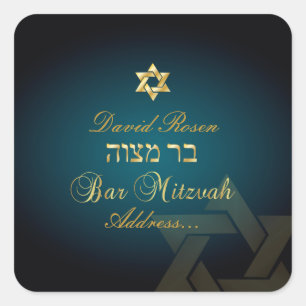 Sticker Carré PixDezines Classic Bar Mitzvah/turquoise