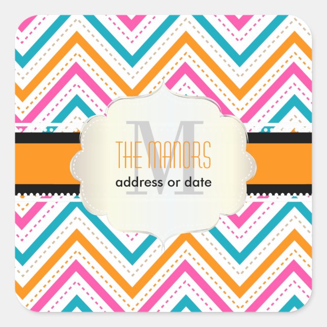 Sticker Carré PixDezines couleurs Chevron/Noël/do-it-yourself (Devant)