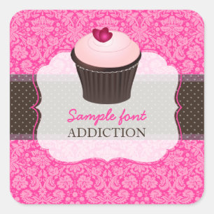 Sticker Carré PixDezines do-it-yourself couleurs, cupcake fraise