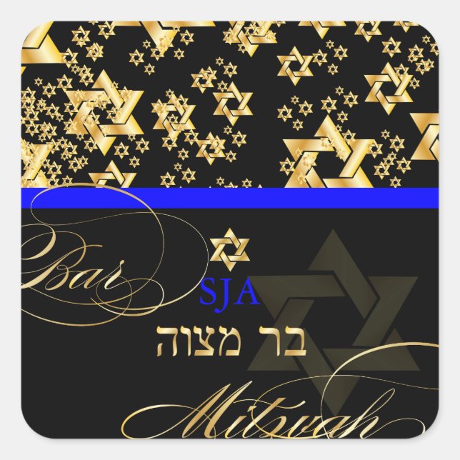 Sticker Carré PixDezines Étoile de David/Bar Mitzvah (Devant)