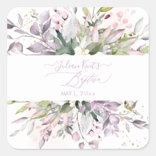 Sticker Carré PixDezines H2 Pink Eucalyptus Baptism Classic Roun