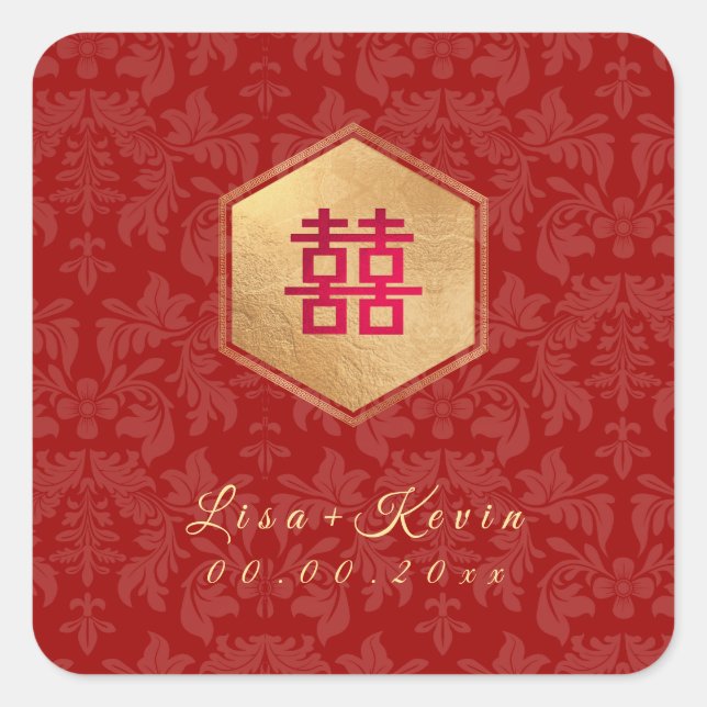 Sticker Carré PixDezines Honeycomb chinois Double appiness (Devant)