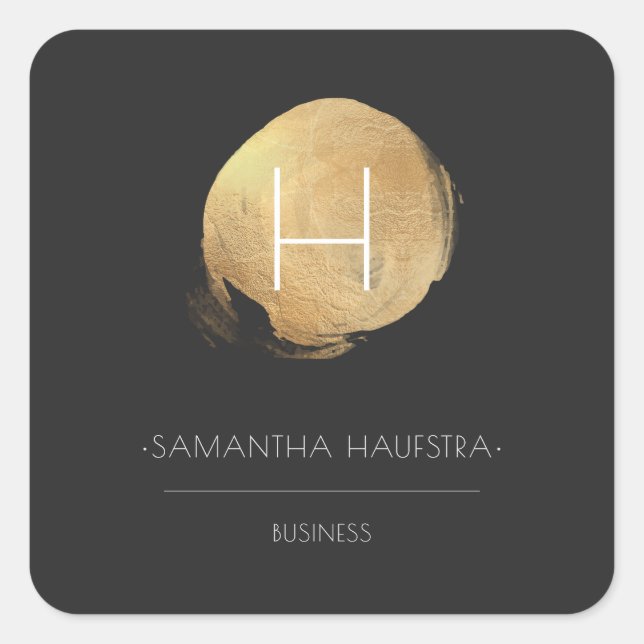 Sticker Carré PixDezines Monogram Faux Gold Foil (Devant)