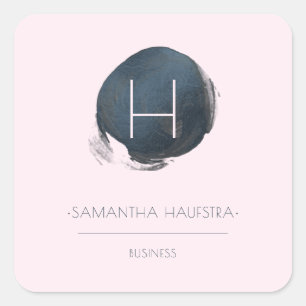 Sticker Carré PixDezines Monogramme Faux Assiette bleu