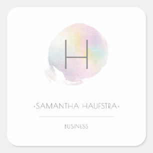 Sticker Carré PixDezines Monogramme Faux Holographique