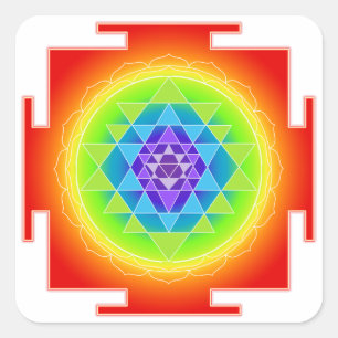 Sticker Carré PixDezines Sri Yantra/Chakra/Méditation/Arc-en-cie