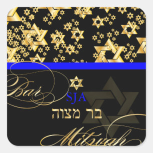 Sticker Carré PixDezines Star de David/Bar Mitzvah