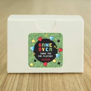 Sticker Carré Pixels Arcade Jeu sur Anniversaire de enfant